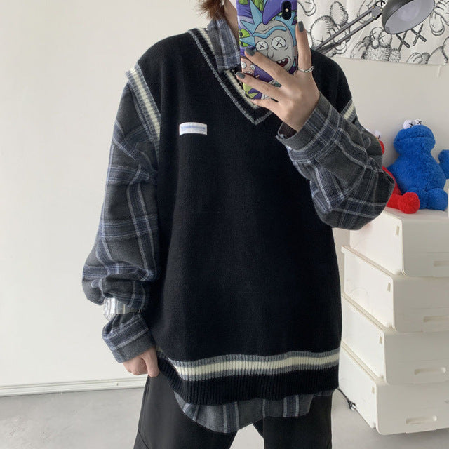 【COSYHARU】block knitted vest COSYHARU】block knitted vest