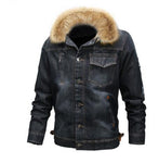 2013Mountainskin men's thick denim jacket winter autumn male fur collar velvet coat male fashion windproof Denim coat S ~ 6XL