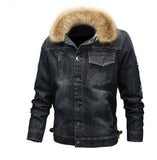 2013Mountainskin men's thick denim jacket winter autumn male fur collar velvet coat male fashion windproof Denim coat S ~ 6XL