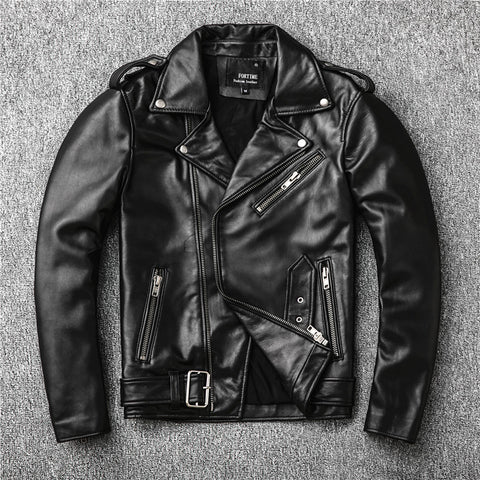 Sales New Genuine Jacket Mens Motor Biker Sheepskin Coat Slim Plus Size Jackets Leather Outwear